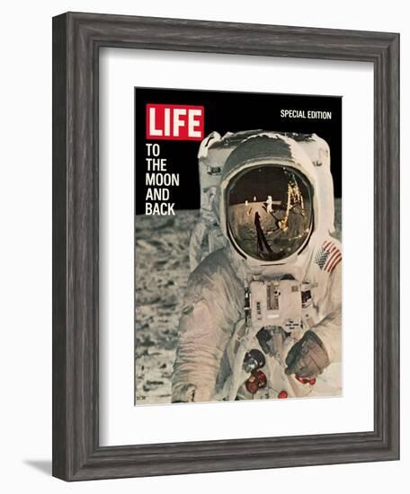 To the Moon and Back, Reflections on Astronauts Facemask, August 11, 1969-null-Framed Photographic Print