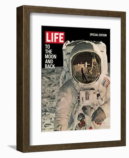 To the Moon and Back, Reflections on Astronauts Facemask, August 11, 1969-null-Framed Photographic Print