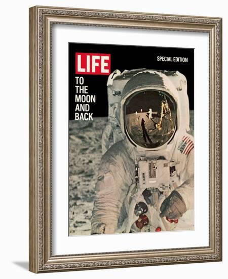 To the Moon and Back, Reflections on Astronauts Facemask, August 11, 1969-null-Framed Photographic Print