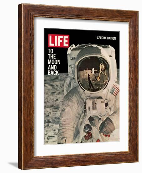 To the Moon and Back, Reflections on Astronauts Facemask, August 11, 1969-null-Framed Photographic Print