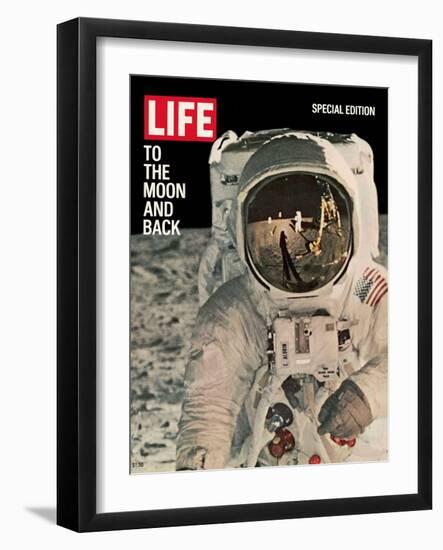 To the Moon and Back, Reflections on Astronauts Facemask, August 11, 1969-null-Framed Photographic Print