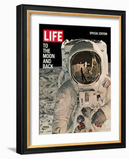 To the Moon and Back, Reflections on Astronauts Facemask, August 11, 1969-null-Framed Photographic Print