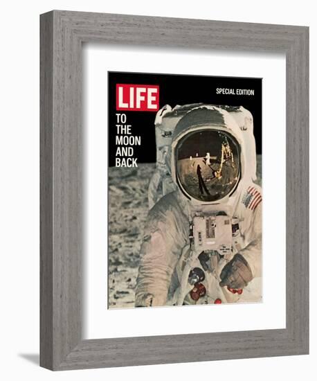 To the Moon and Back, Reflections on Astronauts Facemask, August 11, 1969-null-Framed Photographic Print