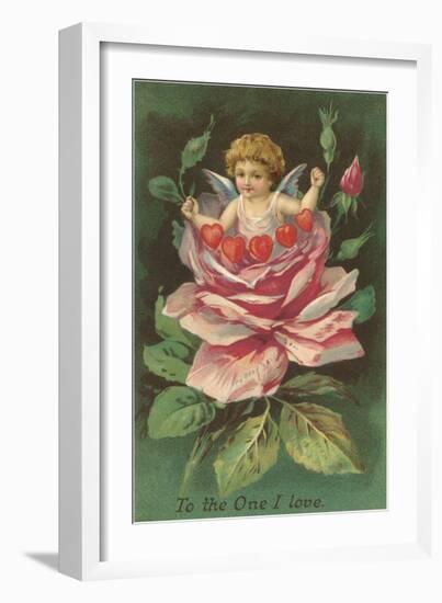 To the One I Love, Cupid in Rose-null-Framed Art Print