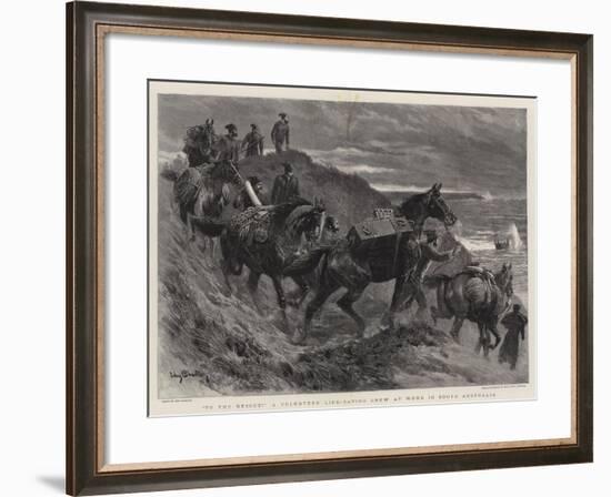 To the Rescue! a Volunteer Life-Saving Crew at Work in South Australia-John Charlton-Framed Giclee Print