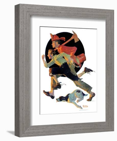 "To the Rescue", March 28,1931-Norman Rockwell-Framed Giclee Print