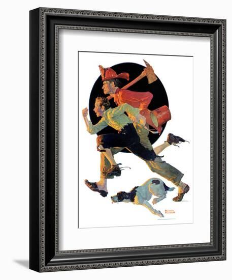 "To the Rescue", March 28,1931-Norman Rockwell-Framed Giclee Print