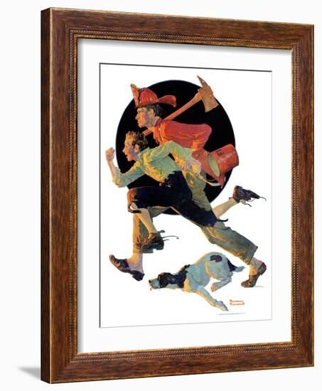 "To the Rescue", March 28,1931-Norman Rockwell-Framed Giclee Print