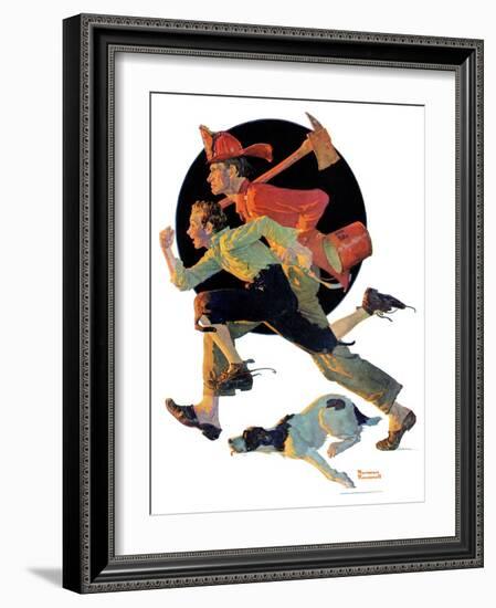 "To the Rescue", March 28,1931-Norman Rockwell-Framed Giclee Print