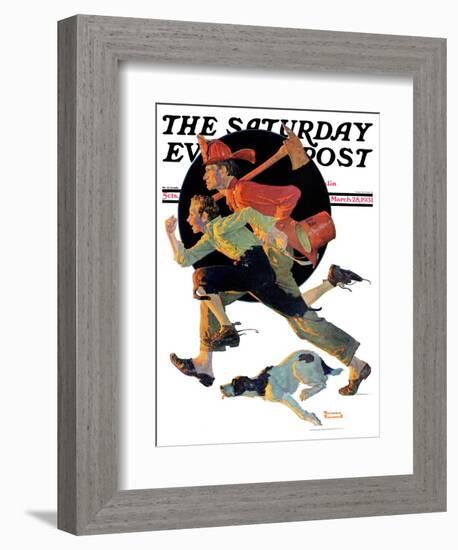 "To the Rescue" Saturday Evening Post Cover, March 28,1931-Norman Rockwell-Framed Giclee Print