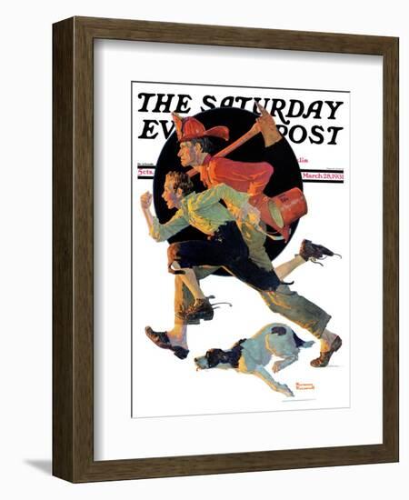 "To the Rescue" Saturday Evening Post Cover, March 28,1931-Norman Rockwell-Framed Giclee Print