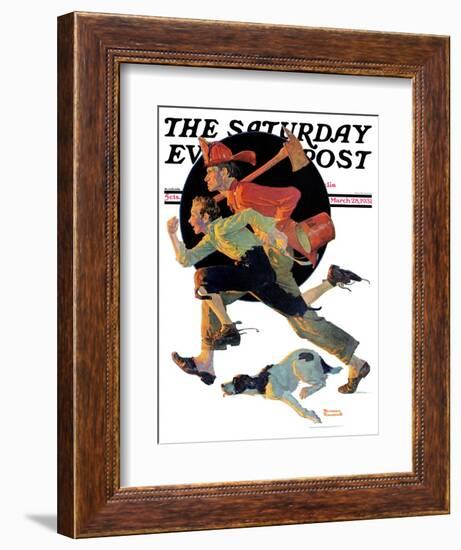 "To the Rescue" Saturday Evening Post Cover, March 28,1931-Norman Rockwell-Framed Giclee Print