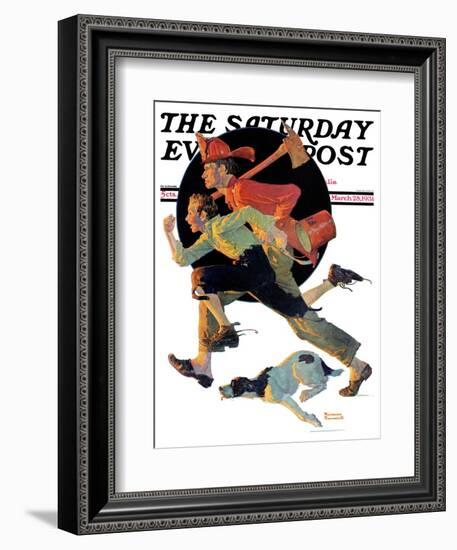 "To the Rescue" Saturday Evening Post Cover, March 28,1931-Norman Rockwell-Framed Giclee Print