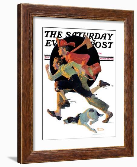 "To the Rescue" Saturday Evening Post Cover, March 28,1931-Norman Rockwell-Framed Giclee Print