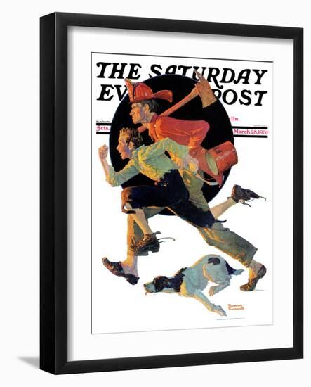 "To the Rescue" Saturday Evening Post Cover, March 28,1931-Norman Rockwell-Framed Giclee Print