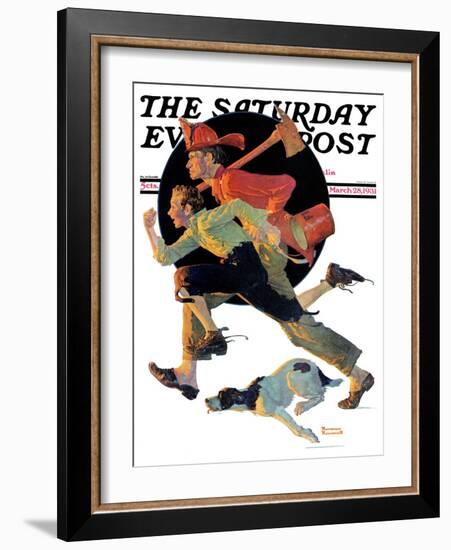 "To the Rescue" Saturday Evening Post Cover, March 28,1931-Norman Rockwell-Framed Giclee Print