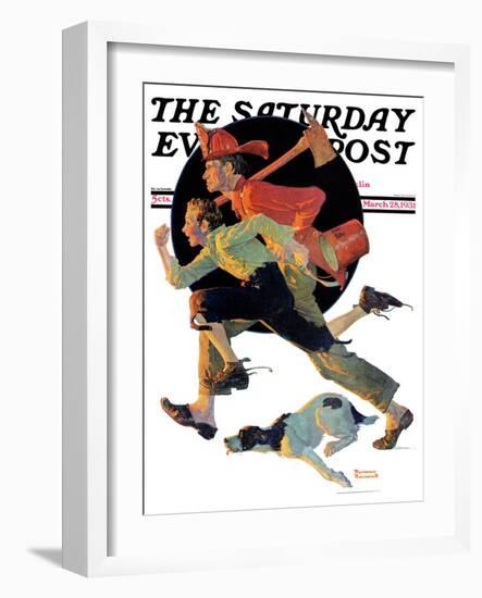 "To the Rescue" Saturday Evening Post Cover, March 28,1931-Norman Rockwell-Framed Giclee Print