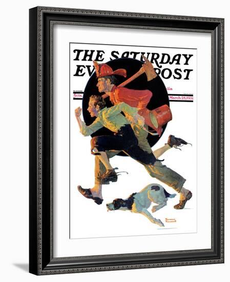 "To the Rescue" Saturday Evening Post Cover, March 28,1931-Norman Rockwell-Framed Giclee Print