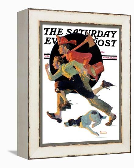 "To the Rescue" Saturday Evening Post Cover, March 28,1931-Norman Rockwell-Framed Premier Image Canvas