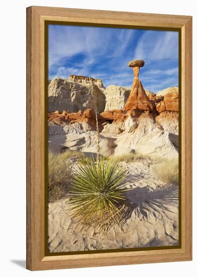 Toadstool Paria Rimrocks with Yucca Plant, Grand Staircase-Escalante Nat'l Monument, Utah, USA-Neale Clark-Framed Premier Image Canvas