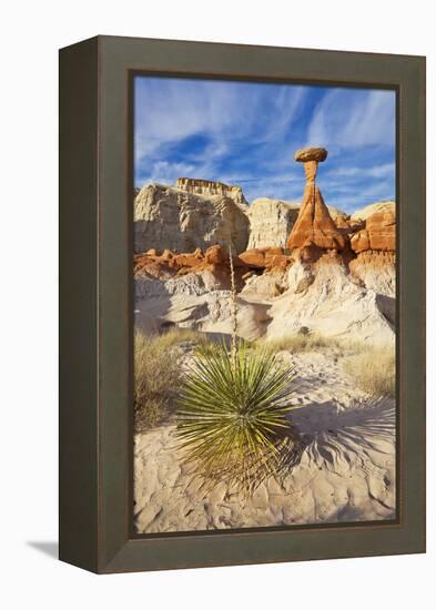 Toadstool Paria Rimrocks with Yucca Plant, Grand Staircase-Escalante Nat'l Monument, Utah, USA-Neale Clark-Framed Premier Image Canvas