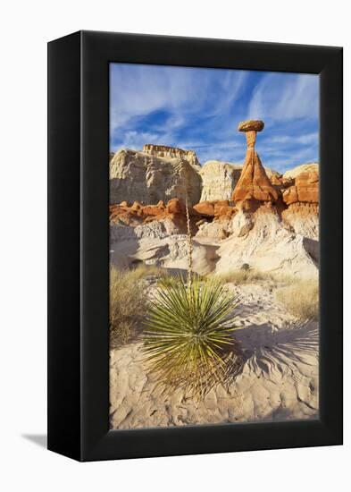 Toadstool Paria Rimrocks with Yucca Plant, Grand Staircase-Escalante Nat'l Monument, Utah, USA-Neale Clark-Framed Premier Image Canvas