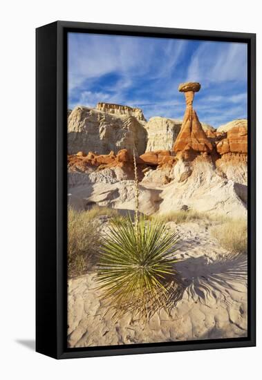 Toadstool Paria Rimrocks with Yucca Plant, Grand Staircase-Escalante Nat'l Monument, Utah, USA-Neale Clark-Framed Premier Image Canvas