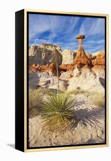 Toadstool Paria Rimrocks with Yucca Plant, Grand Staircase-Escalante Nat'l Monument, Utah, USA-Neale Clark-Framed Premier Image Canvas