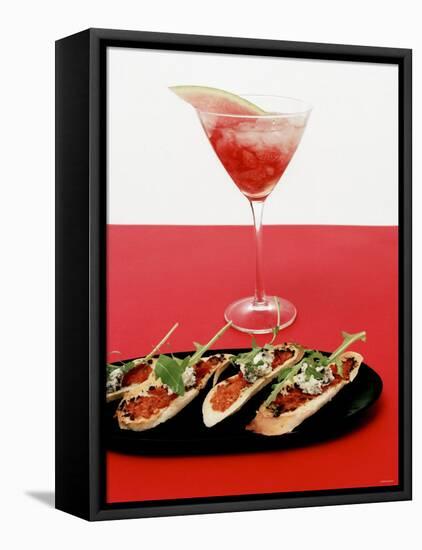 Toasted Bread with Red Pesto and Goat's Cheese, Cocktail-Alexander Van Berge-Framed Premier Image Canvas