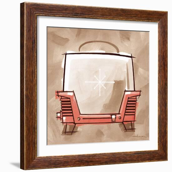 Toaster coral & brown-Larry Hunter-Framed Giclee Print