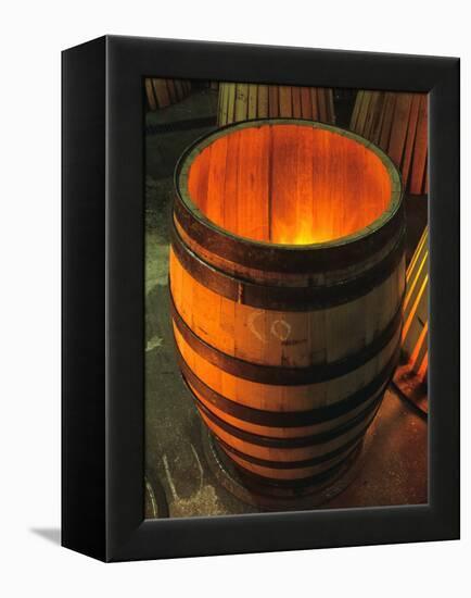 Toasting a New Oak Wine Barrel at the Demptos Cooperage, Napa Valley, California, USA-John Alves-Framed Premier Image Canvas