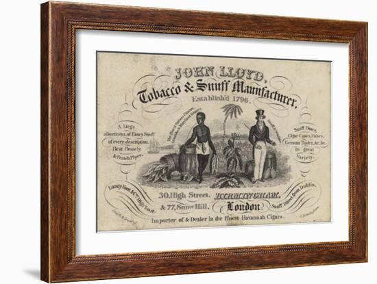 Tobacconist and Snuff Man, John Lloyd, Trade Card-null-Framed Giclee Print