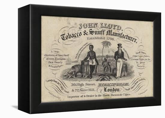 Tobacconist and Snuff Man, John Lloyd, Trade Card-null-Framed Premier Image Canvas