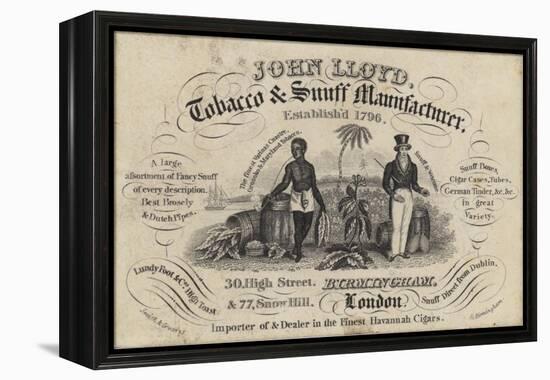 Tobacconist and Snuff Man, John Lloyd, Trade Card-null-Framed Premier Image Canvas