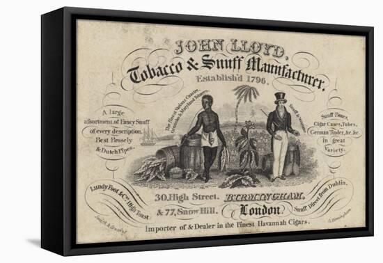 Tobacconist and Snuff Man, John Lloyd, Trade Card-null-Framed Premier Image Canvas