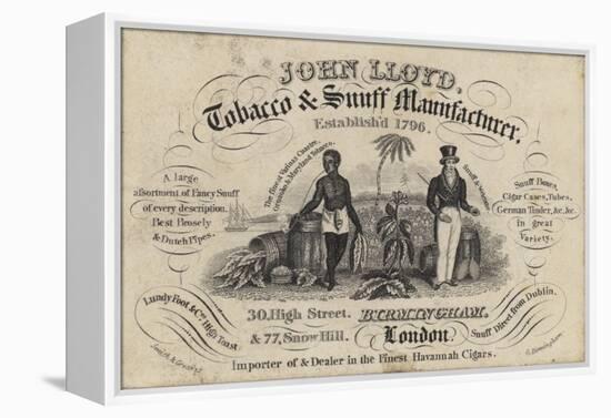 Tobacconist and Snuff Man, John Lloyd, Trade Card-null-Framed Premier Image Canvas