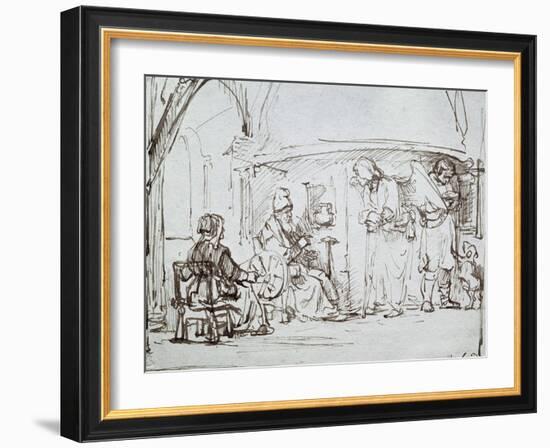 Tobias and the Angel, Pen and Brown Ink Drawing-Rembrandt van Rijn-Framed Giclee Print