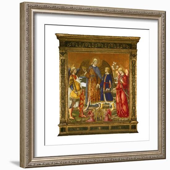 Tobias and Three Archangels, 1471 (Tempera, Oil, Gold and Silver on Panel)-Neri Di Bicci-Framed Giclee Print