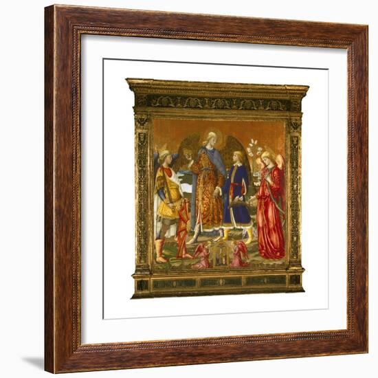 Tobias and Three Archangels, 1471 (Tempera, Oil, Gold and Silver on Panel)-Neri Di Bicci-Framed Giclee Print