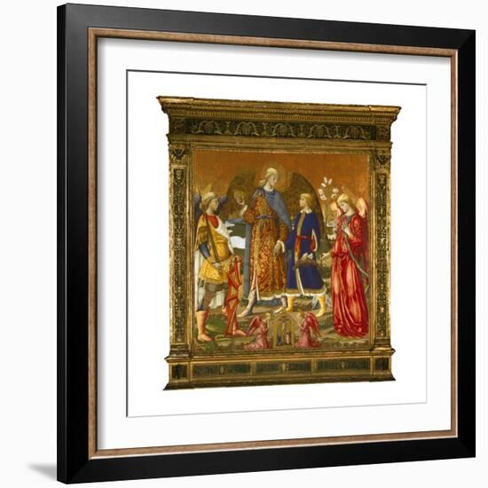 Tobias and Three Archangels, 1471 (Tempera, Oil, Gold and Silver on Panel)-Neri Di Bicci-Framed Giclee Print