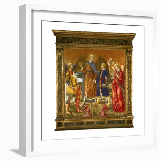 Tobias and Three Archangels, 1471 (Tempera, Oil, Gold and Silver on Panel)-Neri Di Bicci-Framed Giclee Print