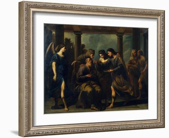 Tobias Healing His Father's Blindness, C. 1640-Andrea Vaccaro-Framed Giclee Print