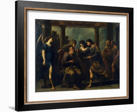 Tobias Healing His Father's Blindness, C. 1640-Andrea Vaccaro-Framed Giclee Print