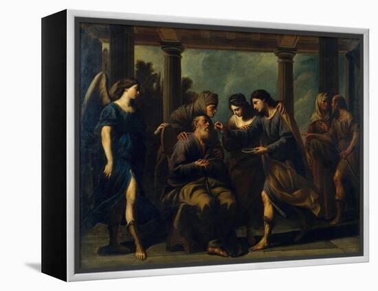 Tobias Healing His Father's Blindness, C. 1640-Andrea Vaccaro-Framed Premier Image Canvas