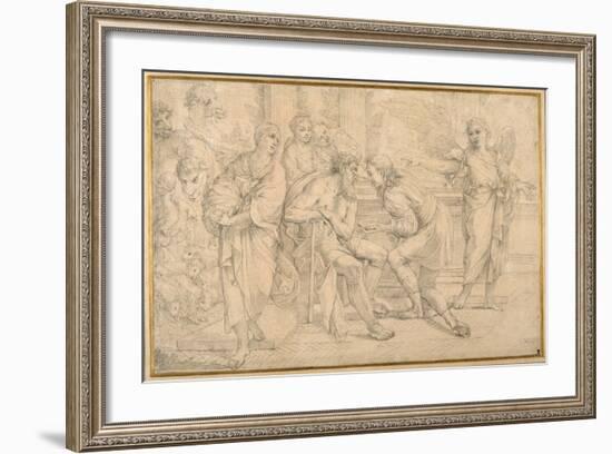 Tobias Healing the Blindness of Tobit with the Gall of the Fish-Carlo Maratti-Framed Giclee Print