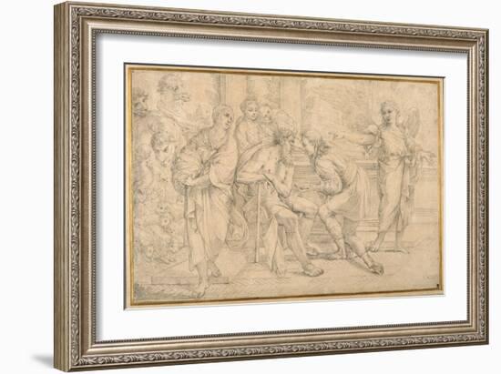 Tobias Healing the Blindness of Tobit with the Gall of the Fish-Carlo Maratti-Framed Giclee Print