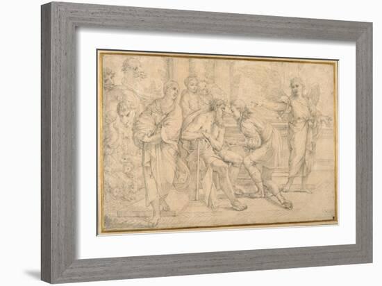 Tobias Healing the Blindness of Tobit with the Gall of the Fish-Carlo Maratti-Framed Giclee Print