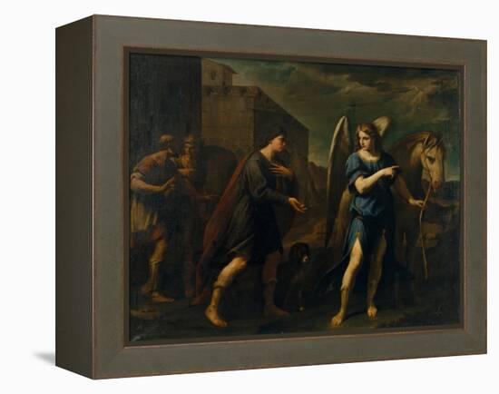 Tobias Meets the Archangel Raphael, C. 1640-Andrea Vaccaro-Framed Premier Image Canvas