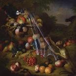 A Parrot with Grapes, Peaches and Plums in a Landscape-Tobias Stranover-Giclee Print
