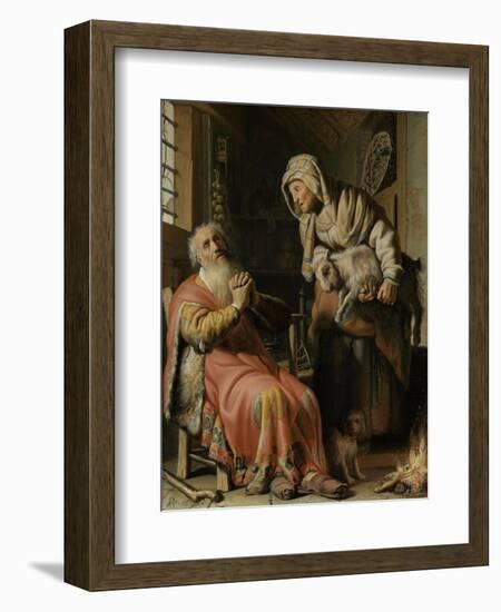 Tobit and Anna with the Kid-Rembrandt van Rijn-Framed Art Print